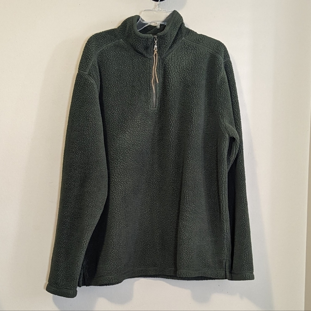 True Grit Men's Fleece Half Zip Pullover Sweater Large Green